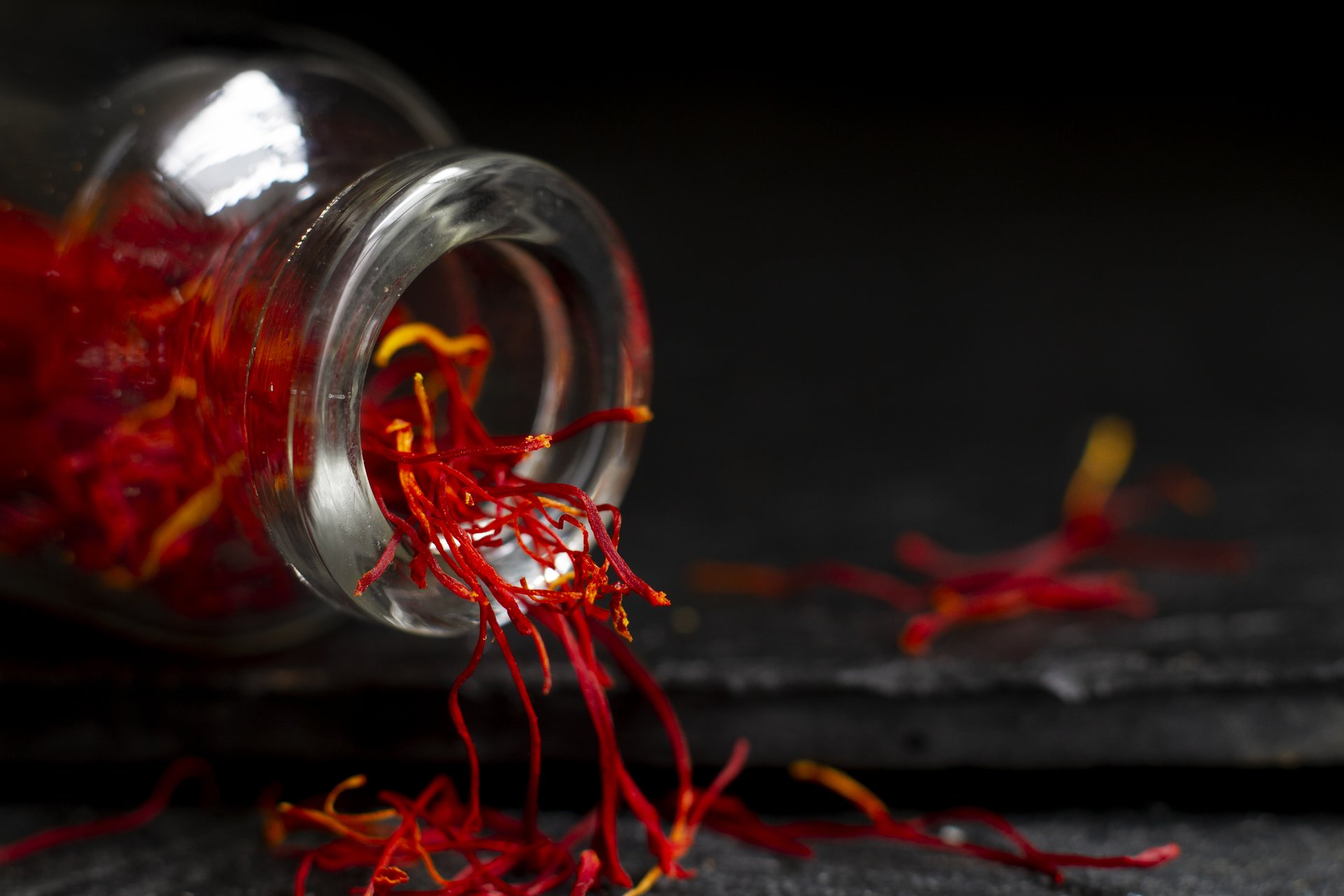 Golden saffron threads ready to be used in cooking